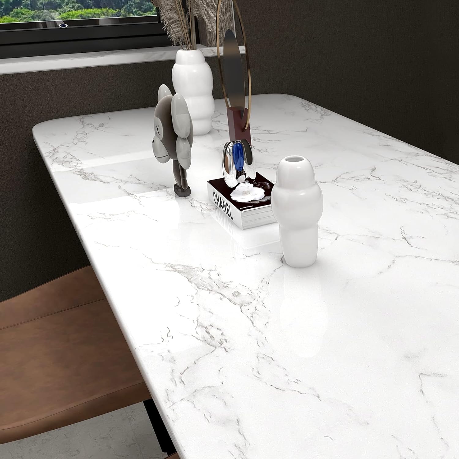 Marble Paper Granite Gray/White Roll PVC Kitchen Countertop (17.71" x 393.7") K585
