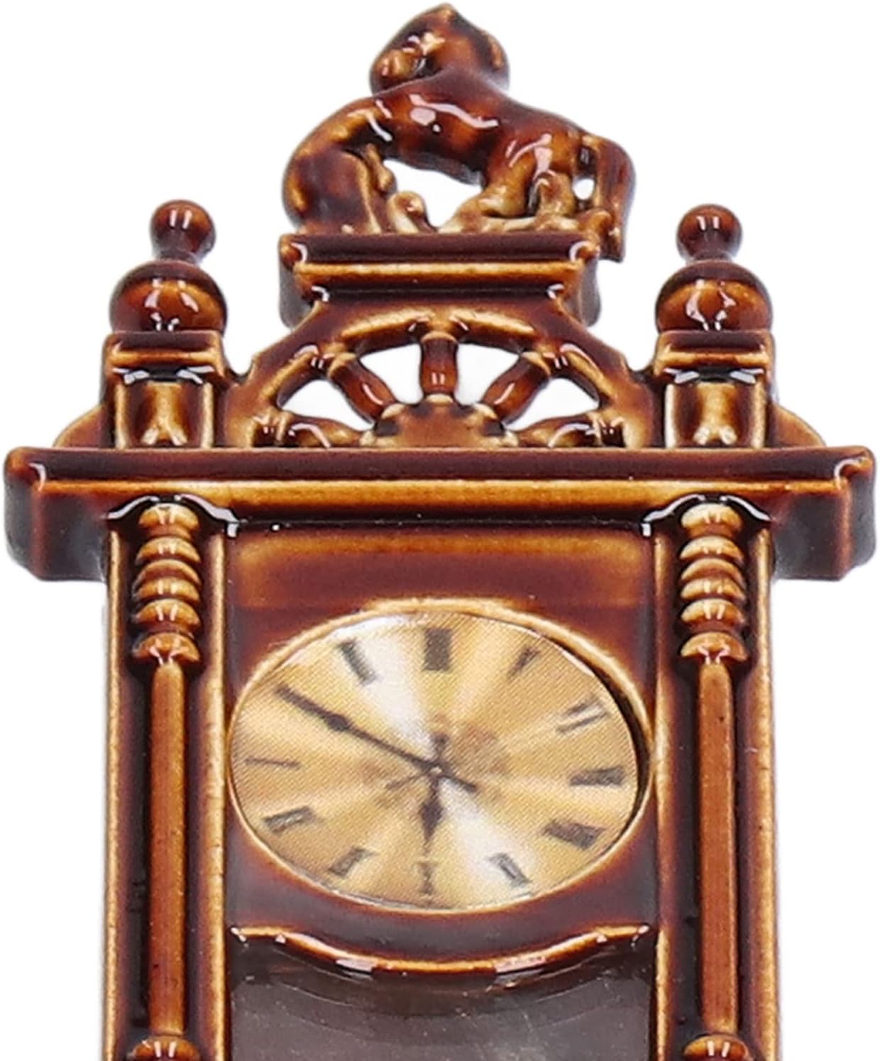 1:12 Miniature Vintage Wooden Alloy Wall Clock V7731
