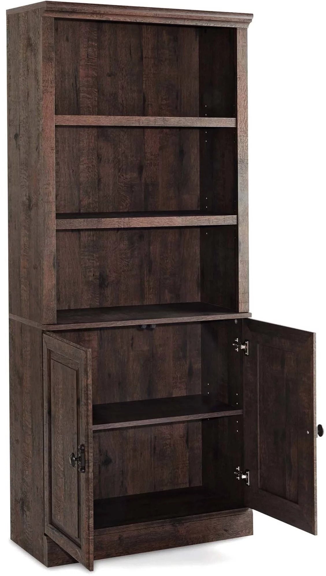 Heritage Walnut Finish 5 Shelf Bookcase with Doors U450484
