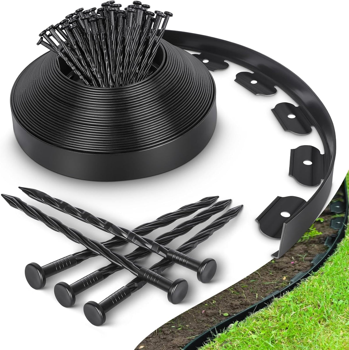 33FT No Dig Landscape Edging Border Kit with 40 Spikes C385