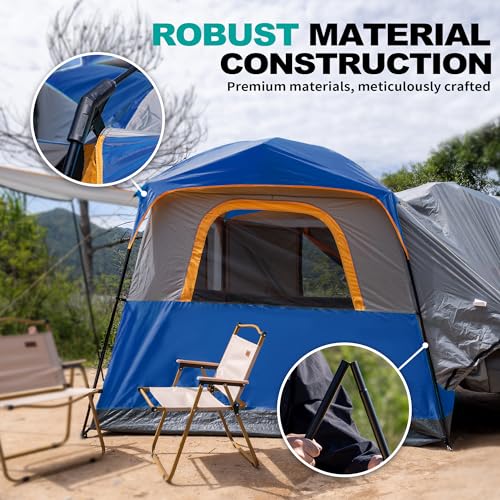 Waterproof PU2000mm Double Layer Tent for Camping, 8FT L x 8FT W x 7.2FT H W31692