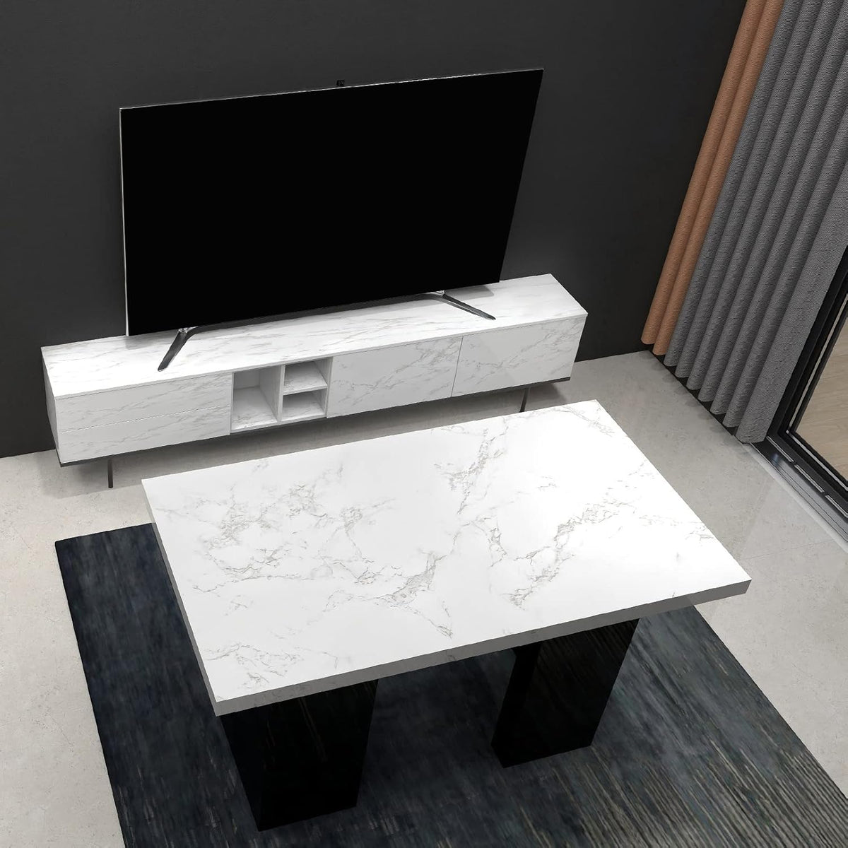 Marble Paper Granite Gray/White Roll PVC Kitchen Countertop (17.71" x 393.7") K585