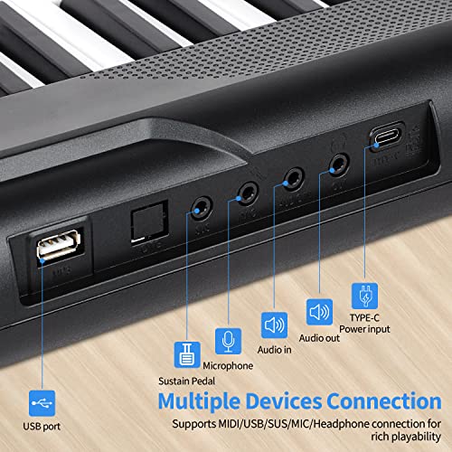 88 Key Semi Weighted Electric Digital Piano with Sustain Pedal, Power Supply, Stand, Carrying Case, Headphones L884456