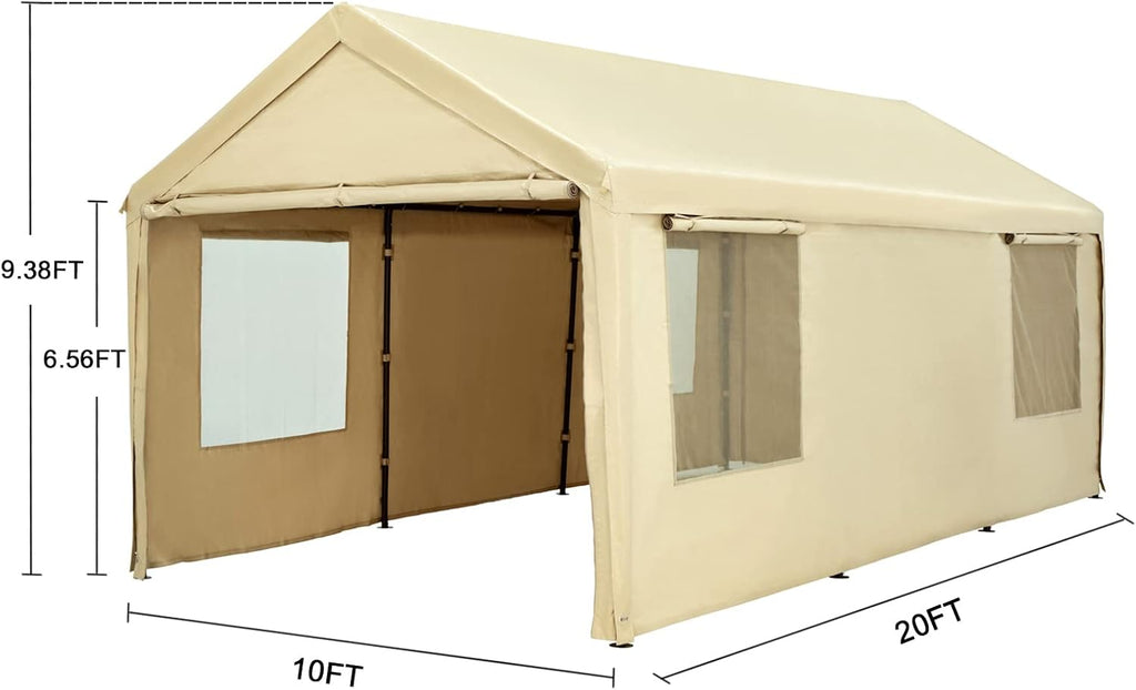 10 x 20 ft Heavy Duty Carport with Ventilated Windows G7221