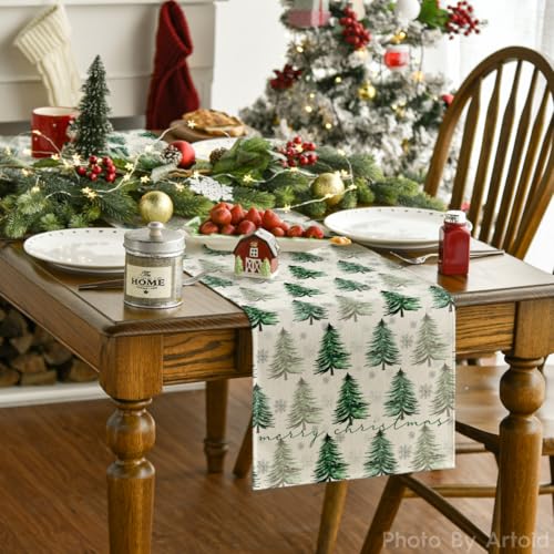 Green Christmas Table Runner 13x72 Inch E442
