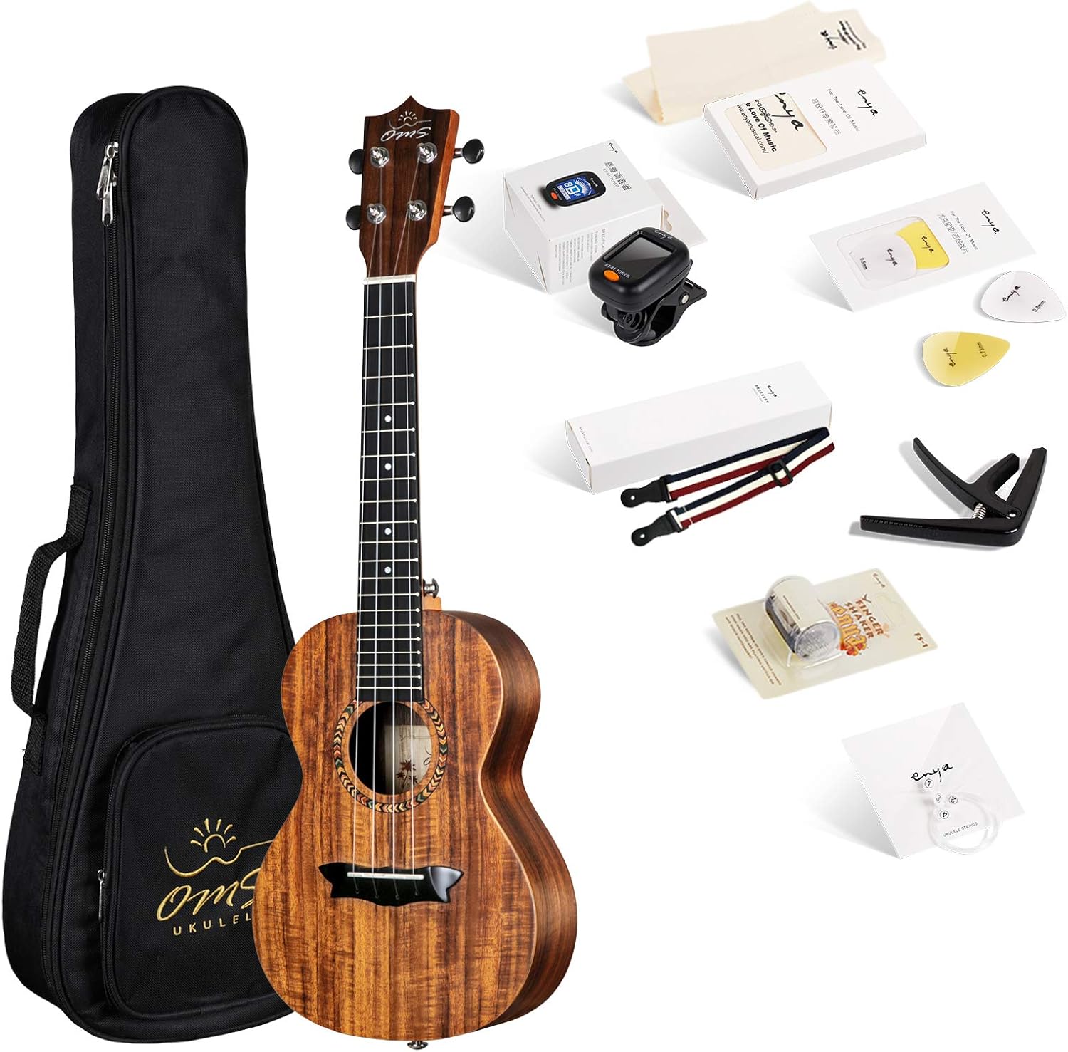 Blue 23 Inch Solid Mahogany Top Concert Ukulele with Starter Kit W7858