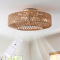 20" Rattan Ceiling Fan with Lights and Remote Control A5909