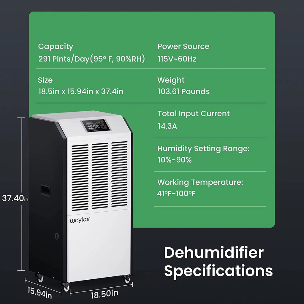 291 Pints Commercial Dehumidifier with Drain Hose G307365