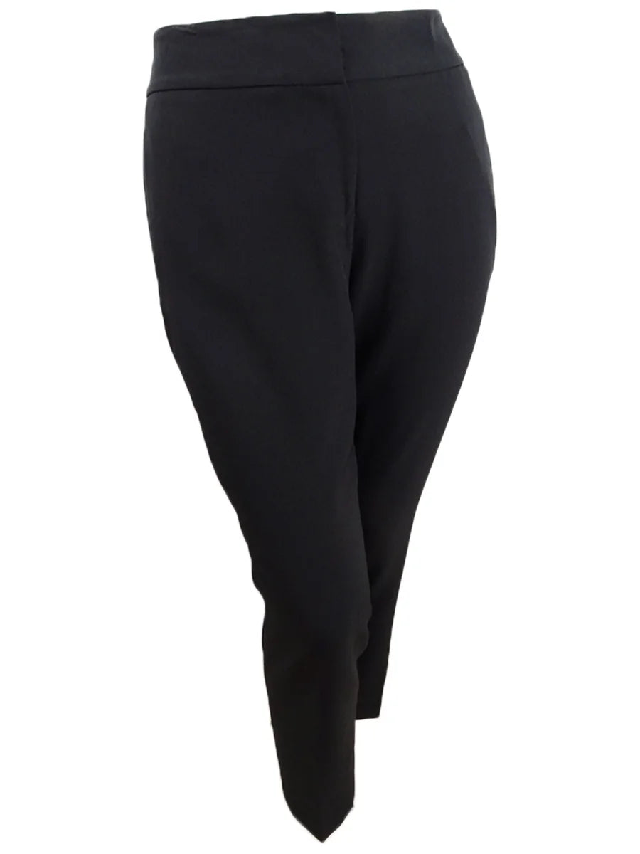 Women's Petite Contrast-Jacket Pantsuit (4P, Ivory/Black) S92030