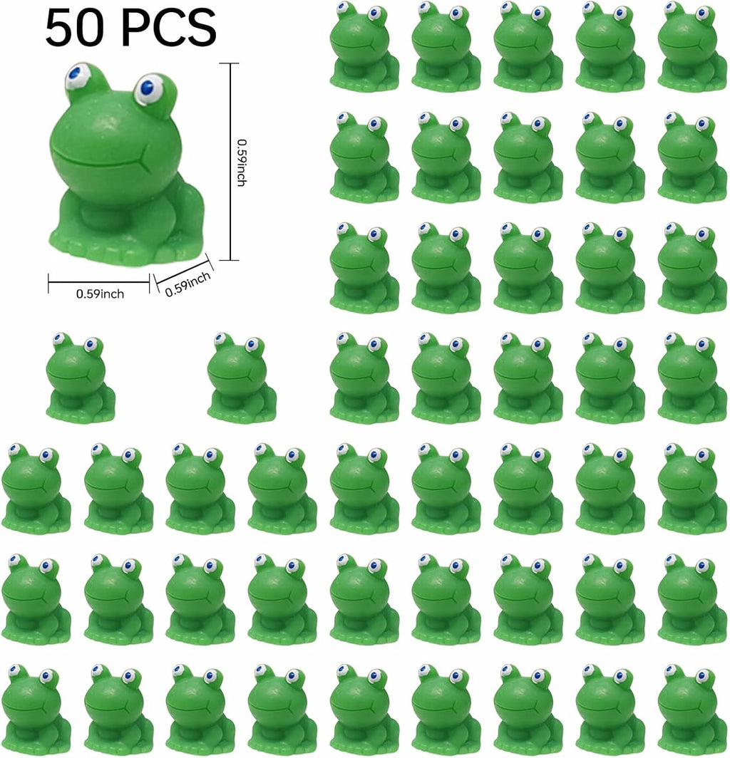 50 Pcs Green Plastic Frog Figurines Miniature Garden Decor B137420