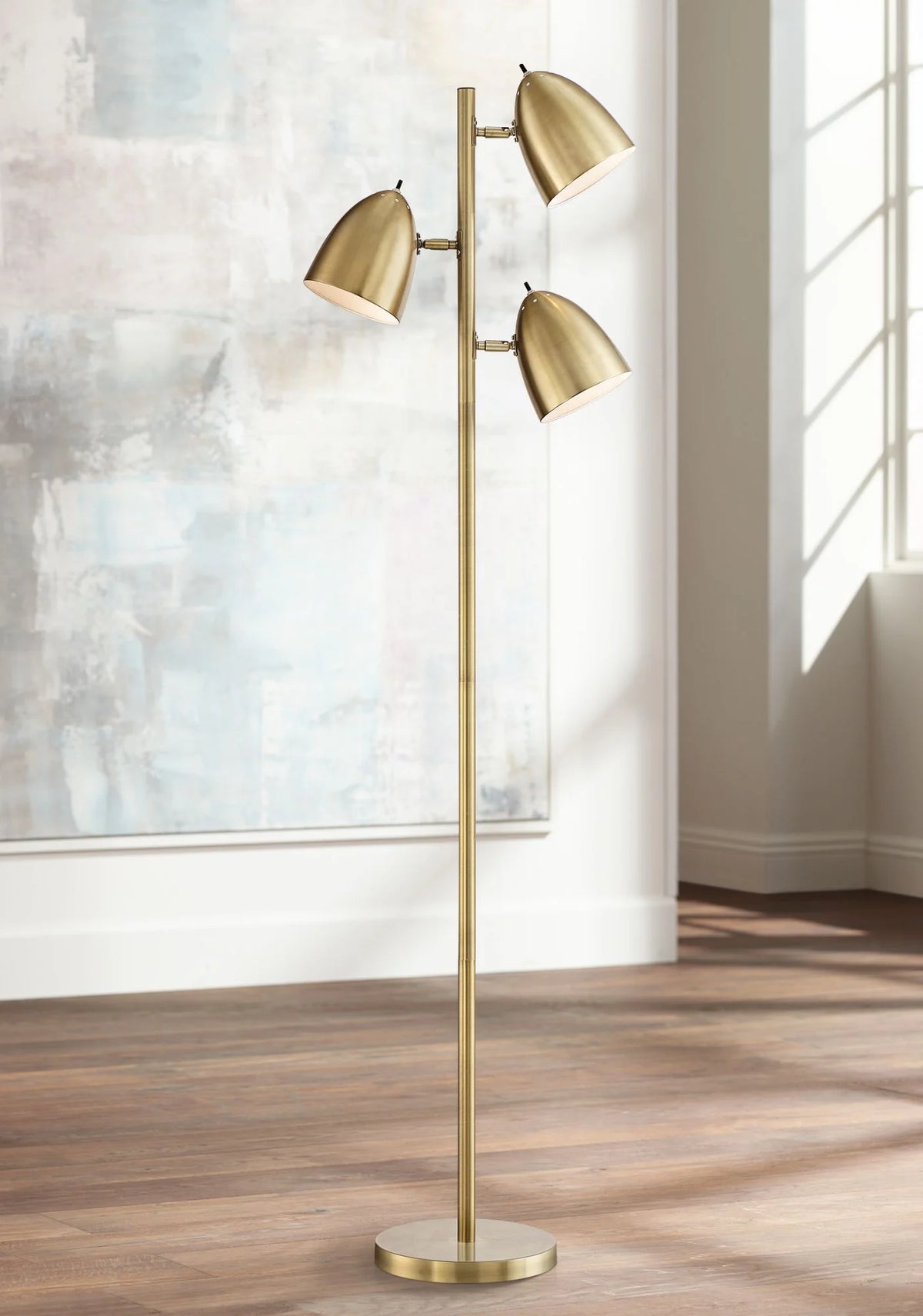 Aged Brass 3 Light Adjustable Dome Shade Floor Lamp S193