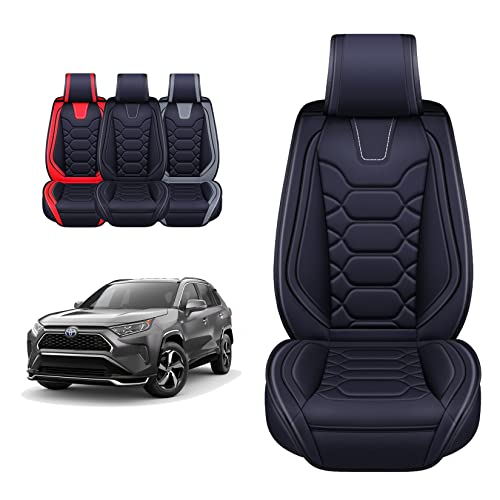Black Leather Seat Covers for RAV4 (Sport Front Pair, Black&Gray) P321