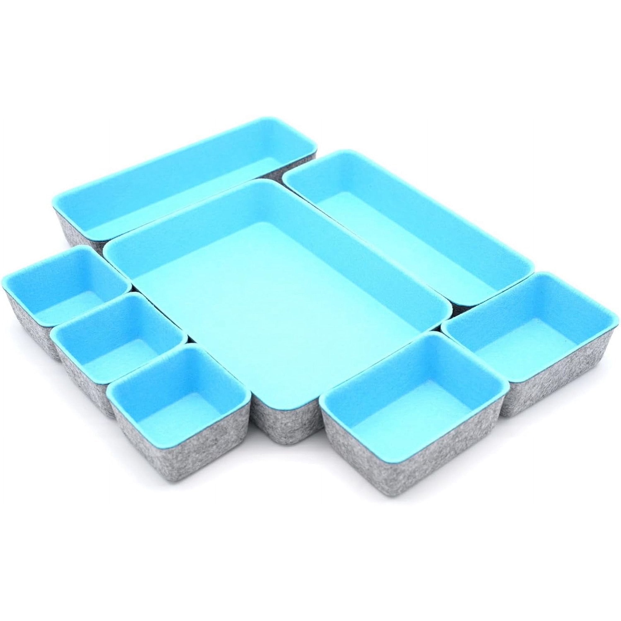 8-piece Felt Drawer Organizers Tray in Glacier Gray T264