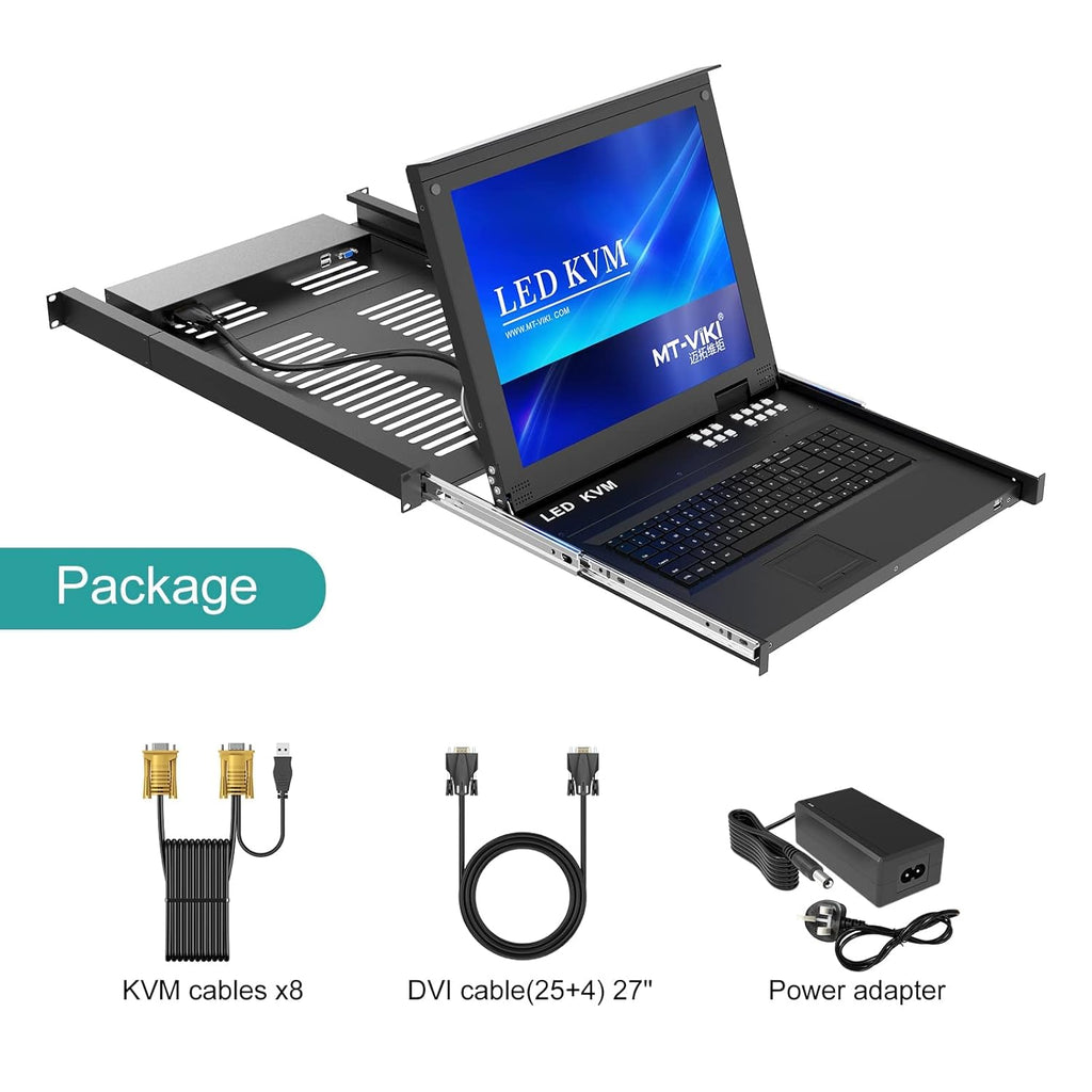 8 Port LCD KVM Console with Cables C1009