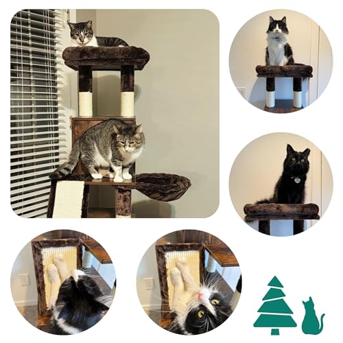 Brown Wooden Cat Tree with Litter Box Enclosure S948