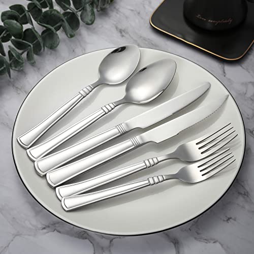 24-Piece Stainless Steel Flatware Set with Steak Knives Service for 4 V7954