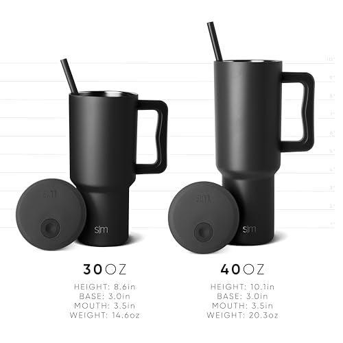 30 oz Insulated Stainless Steel Tumbler with Handle and Straw Lid O528952