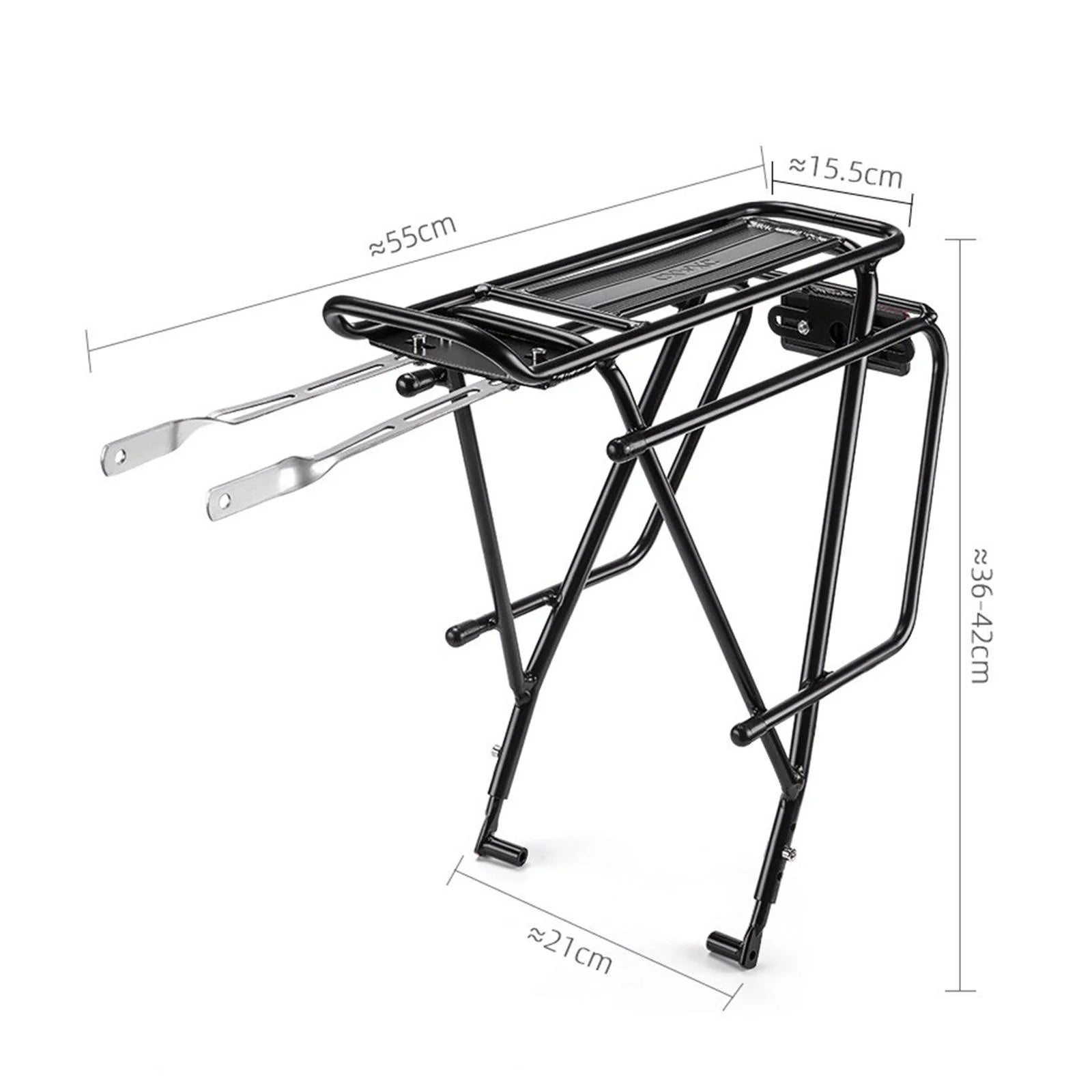Black Durable Bike Cargo Rear Rack with Reflector A650020