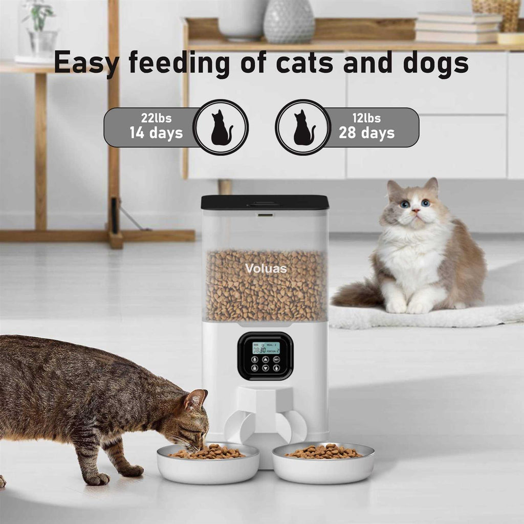 Automatic Cat Feeder with 2 Stainless Steel Bowls E96487