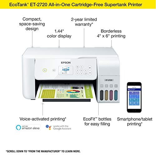 White Wireless All-in-One Supertank Printer with Scanner and Copier I816876