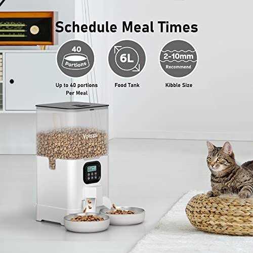 Automatic Cat Feeder with 2 Stainless Steel Bowls E96487