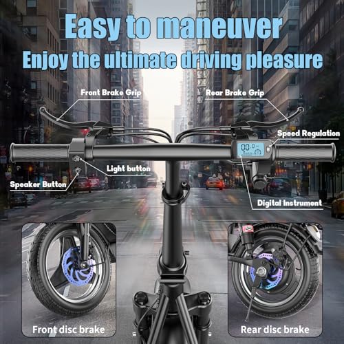 500W Peak Motor Sit Down E Scooter with Basket, 14" Pneumatic Tire H427117