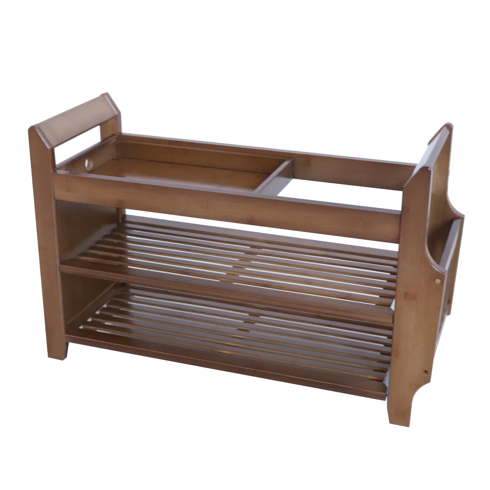 2 Tier Bamboo Shoe Rack Bench with Soft Seat C776300