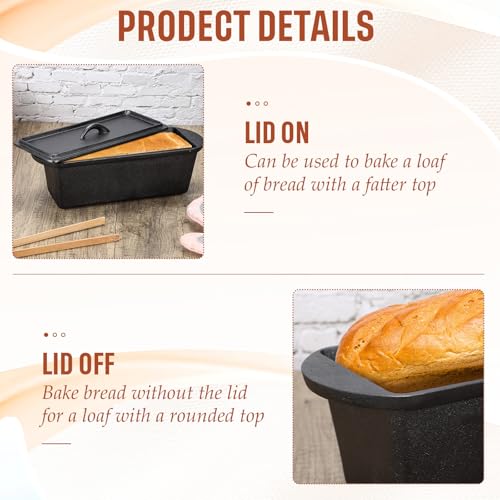 Cast Iron Bread Loaf Pan with Lid 13 x 5 x 4 Inches B496