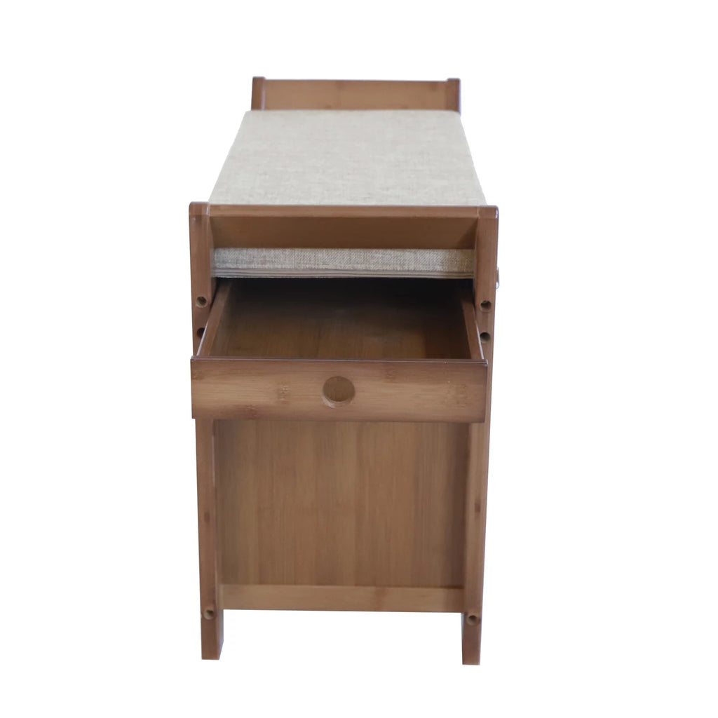 2 Tier Bamboo Shoe Rack Bench with Soft Seat C776300