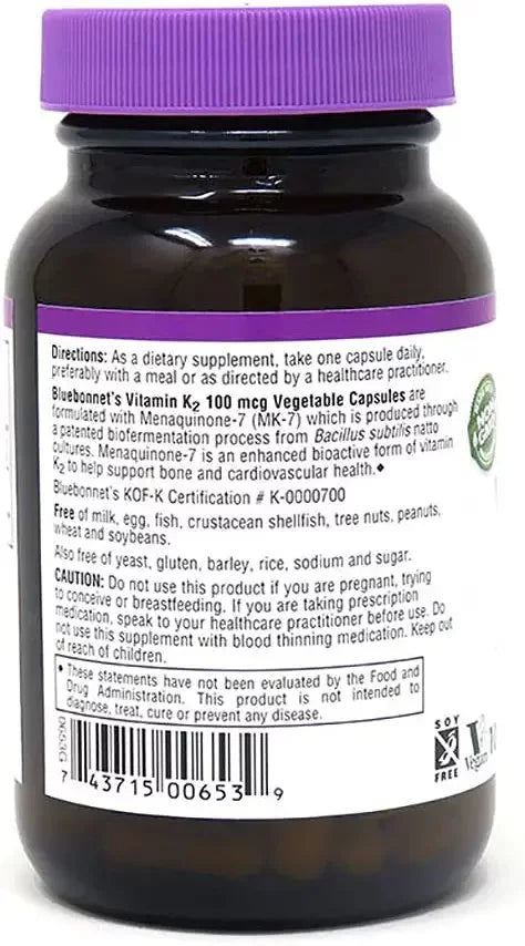 100 Count Vitamin K2 Vegetarian Capsules C291324