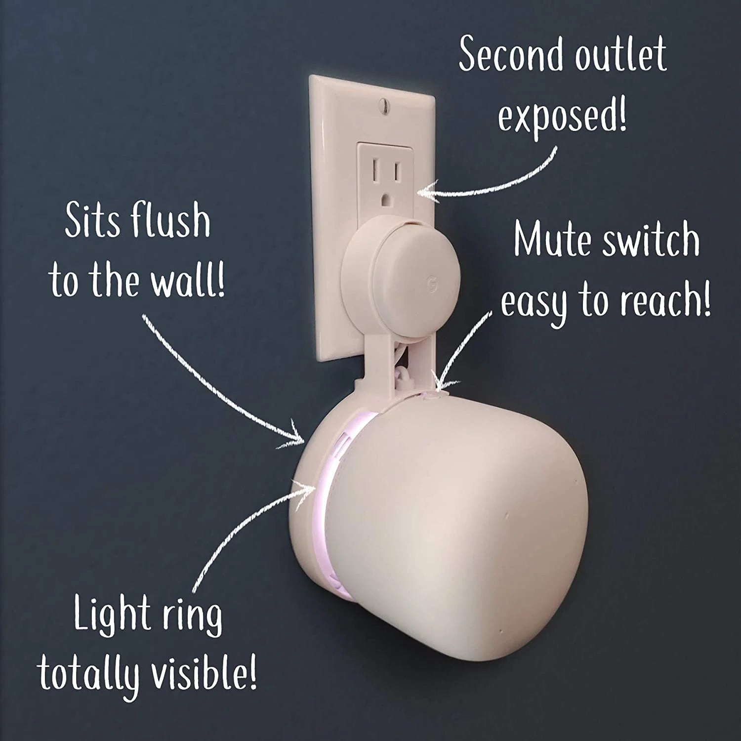 Lowest Profile Outlet Holder Mount for Google Nest WiFi Point M44652