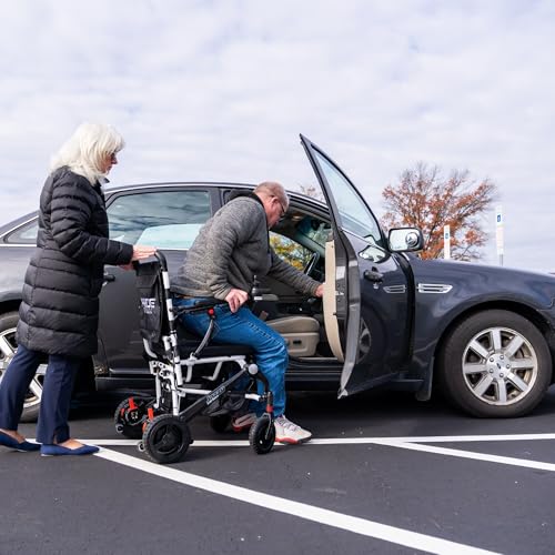 White Electric Wheelchair with 300 Lbs Weight Capacity, 12 Ah Battery, 17"x17" Black Foam Seat D9887