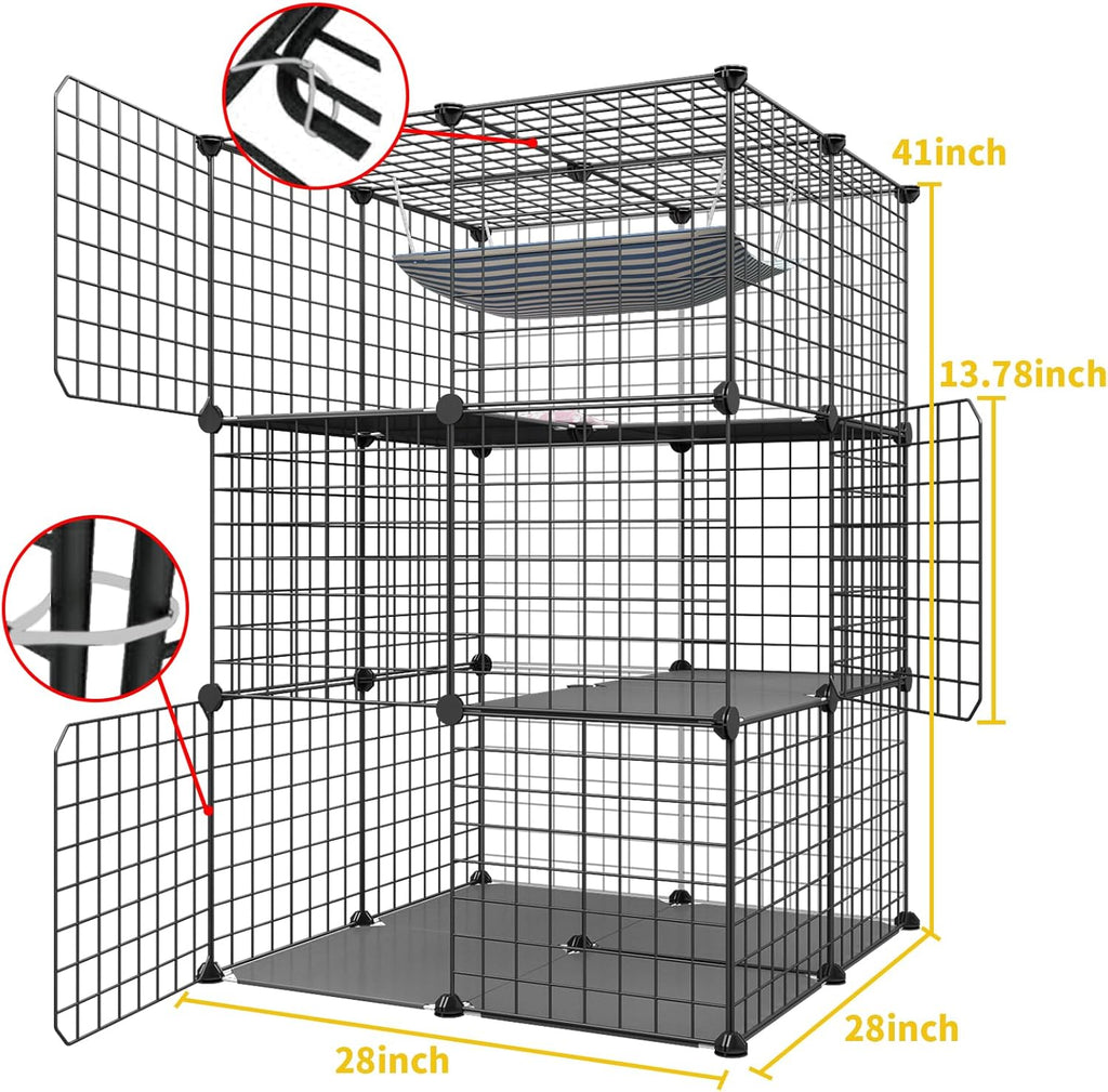 Black 3-Tier Metal Wire Cat Cage B147