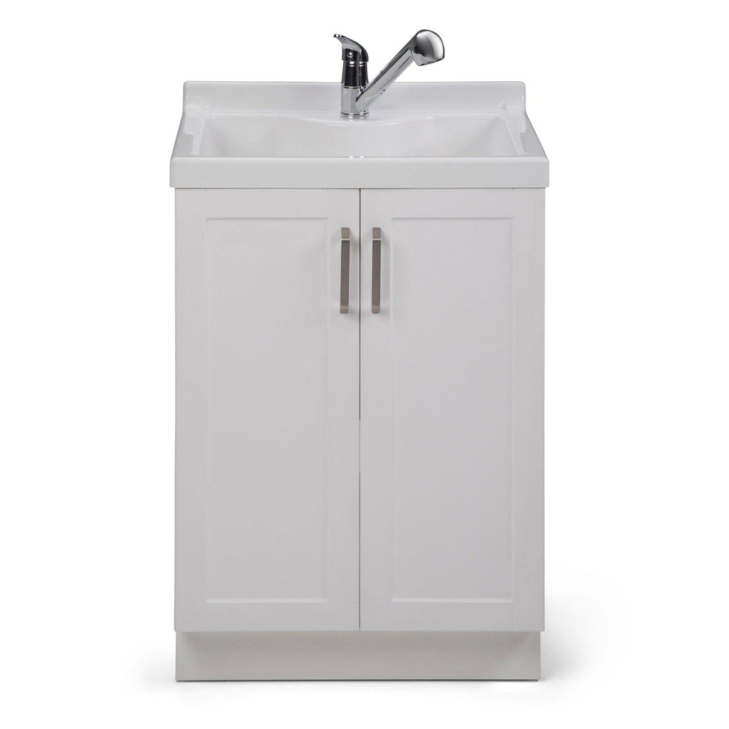 Laundry Cabinet with Pull-Out Faucet and ABS Sink, Pure White G97965