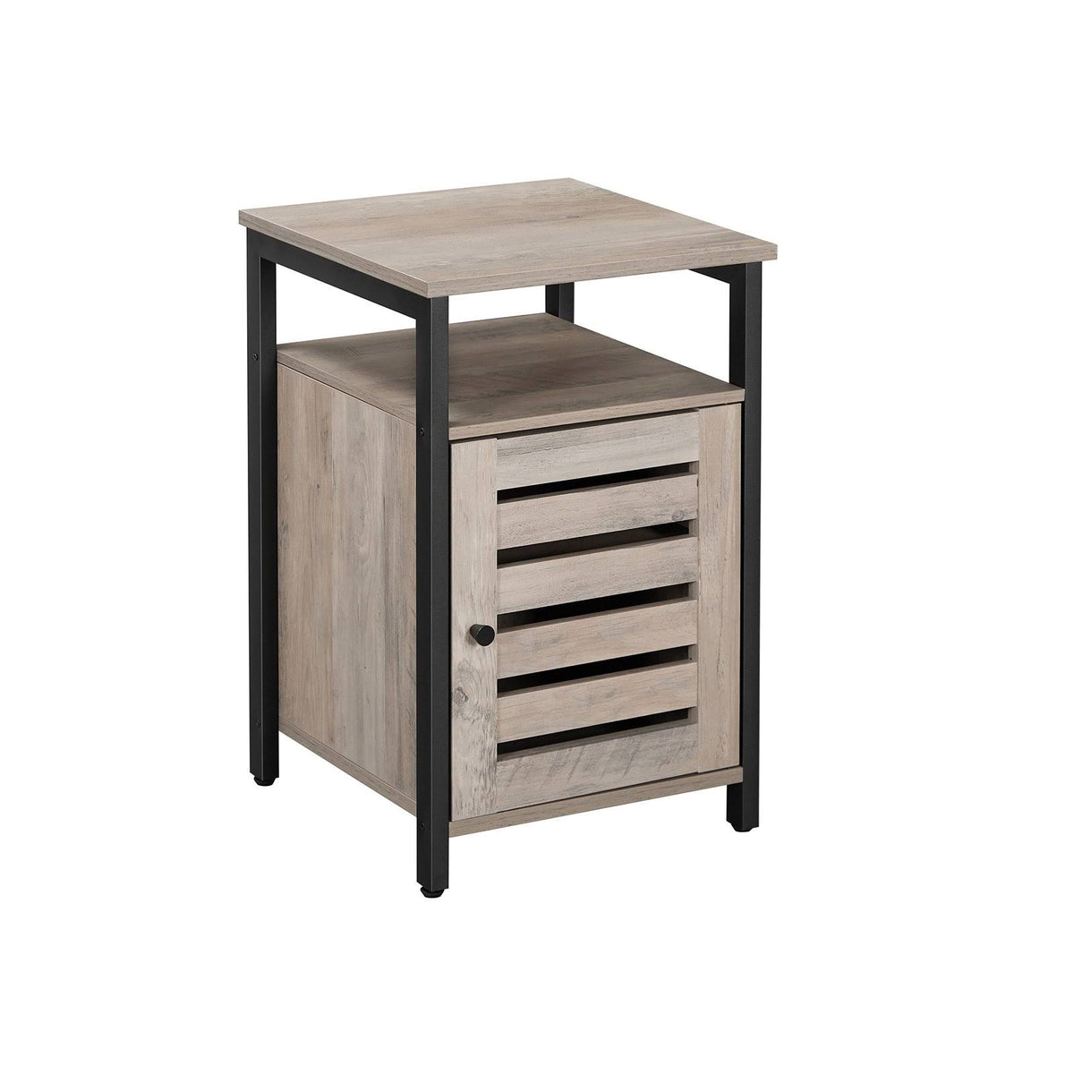 Greige Nightstand End Table with Cabinet and Shelf U550020