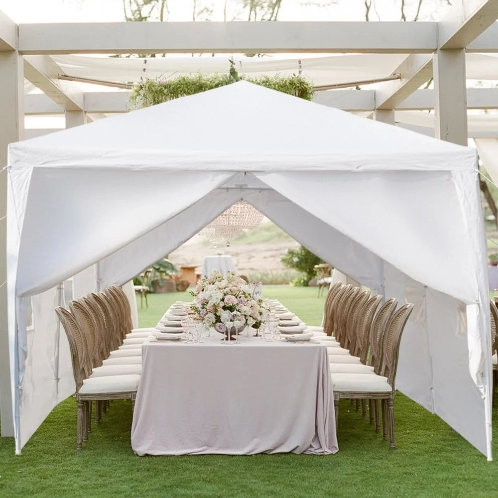 Waterproof Tent with Spiral Tubes White 3 x 6m-6Sides U863