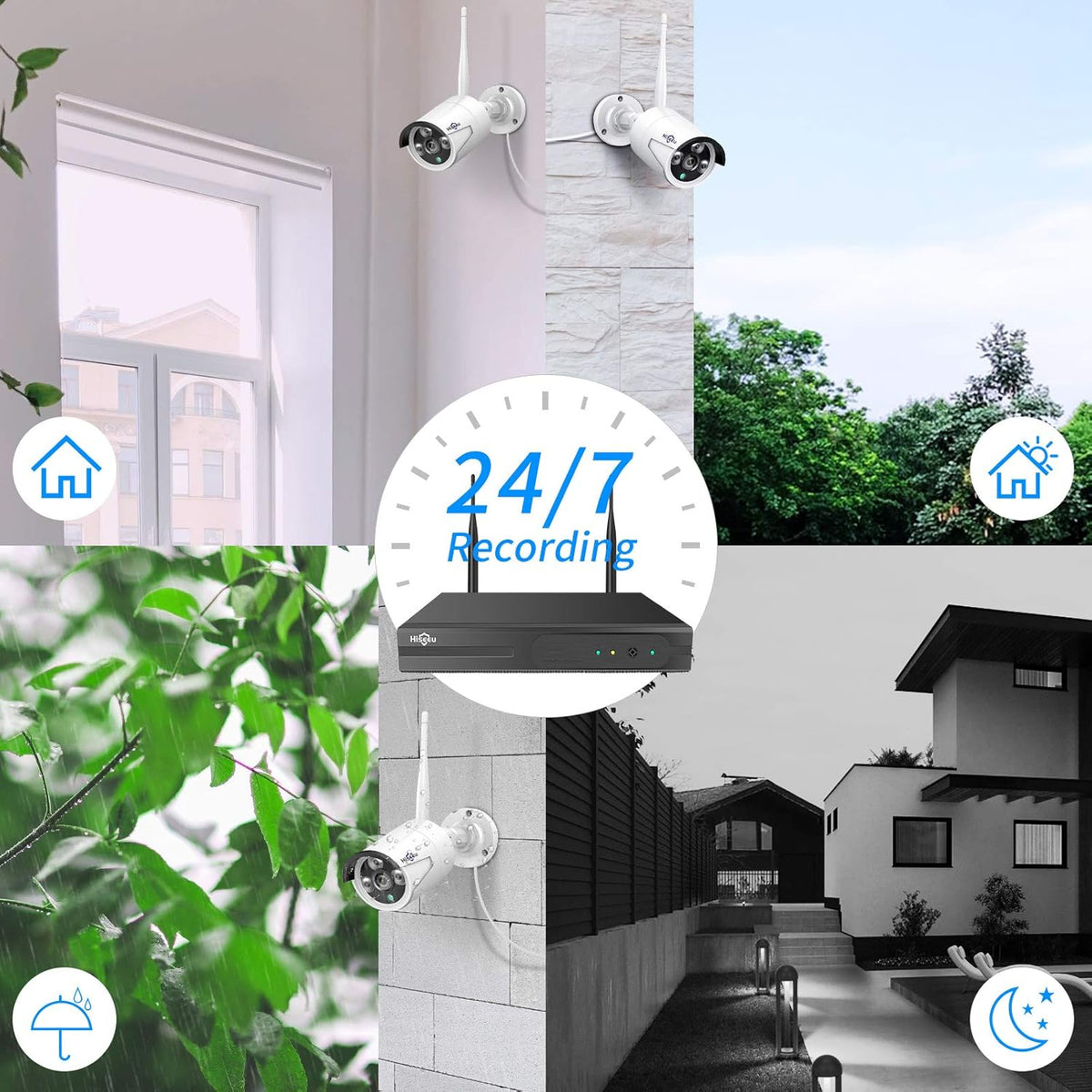 2K Wireless 8 CH NVR Kit 8Pcs 3MP WiFi Bullet Security Camera System with 3TB Hard Drive Z2941