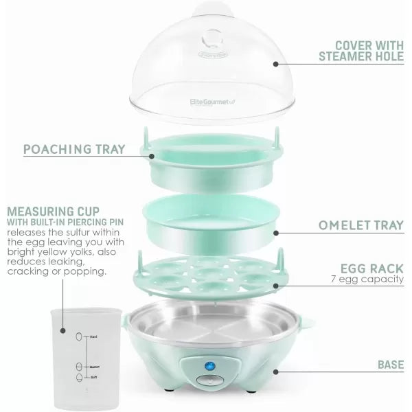 7 Egg Capacity Electric Egg Cooker with Auto Shut-Off D842