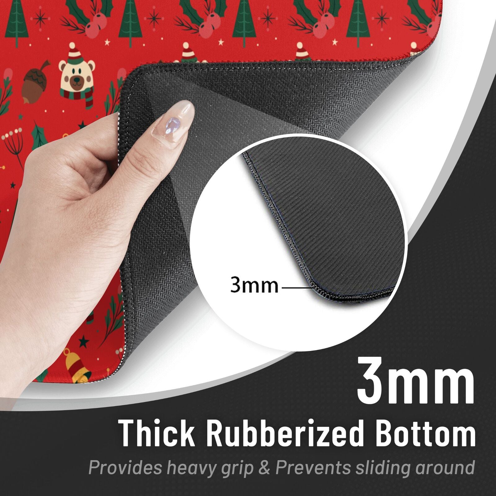 Christmas Tree Bear Bells Non-Slip Gaming Mouse Pad, 15.8"x29.5" L579