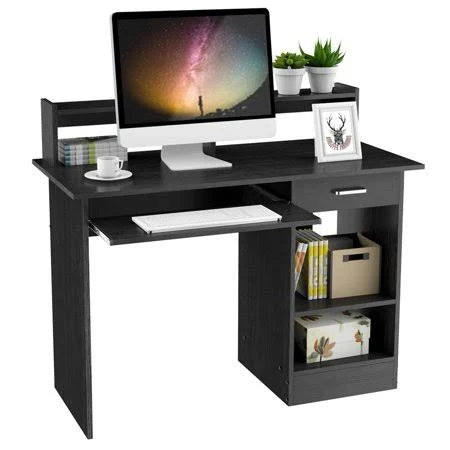 Black Wooden Computer Desk with Drawers O176