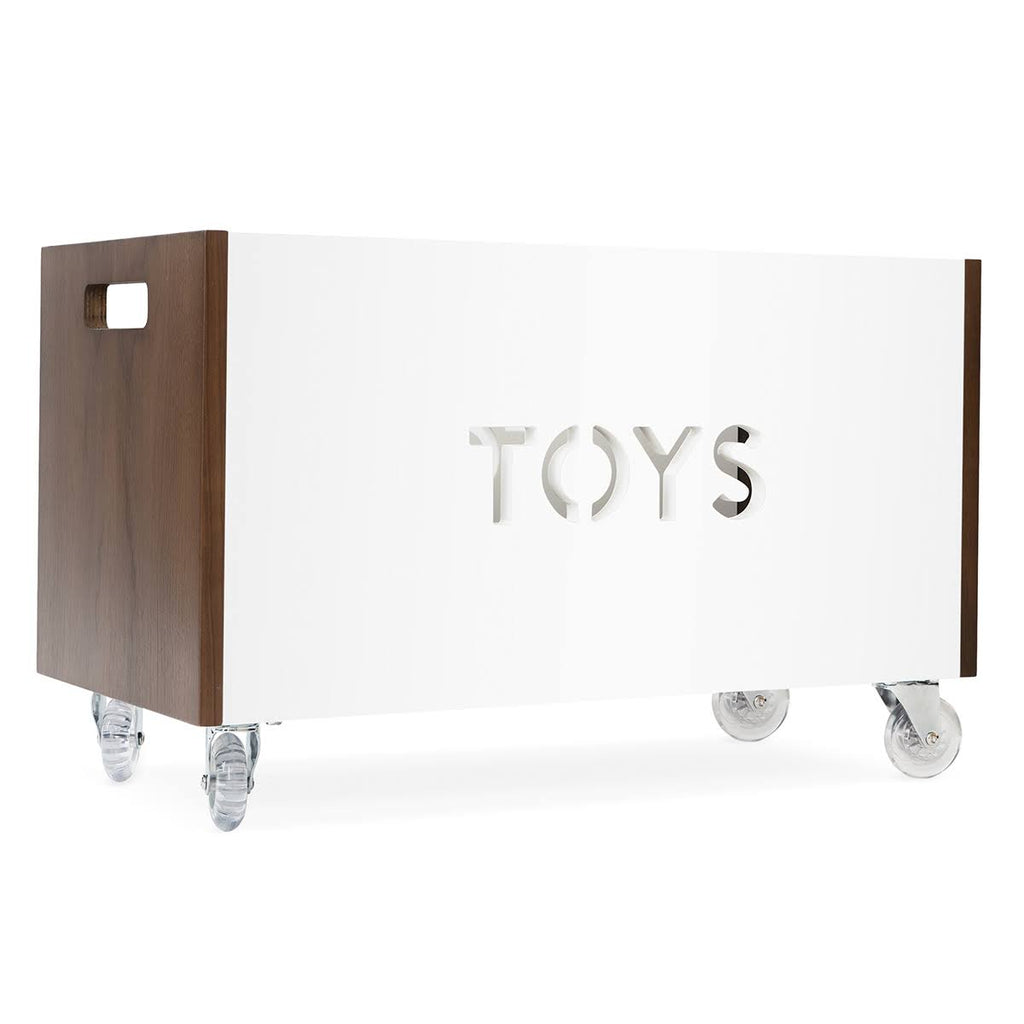 Walnut / Red Toy Box Chest on Casters Y5007