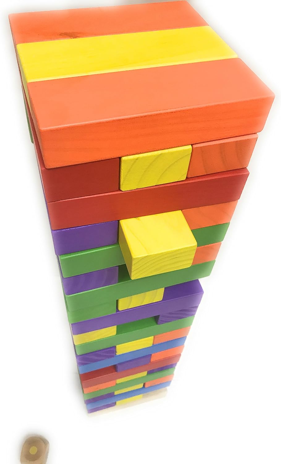 Colorful Tumbling Timber Tower with Dice and Carry Bag J94598