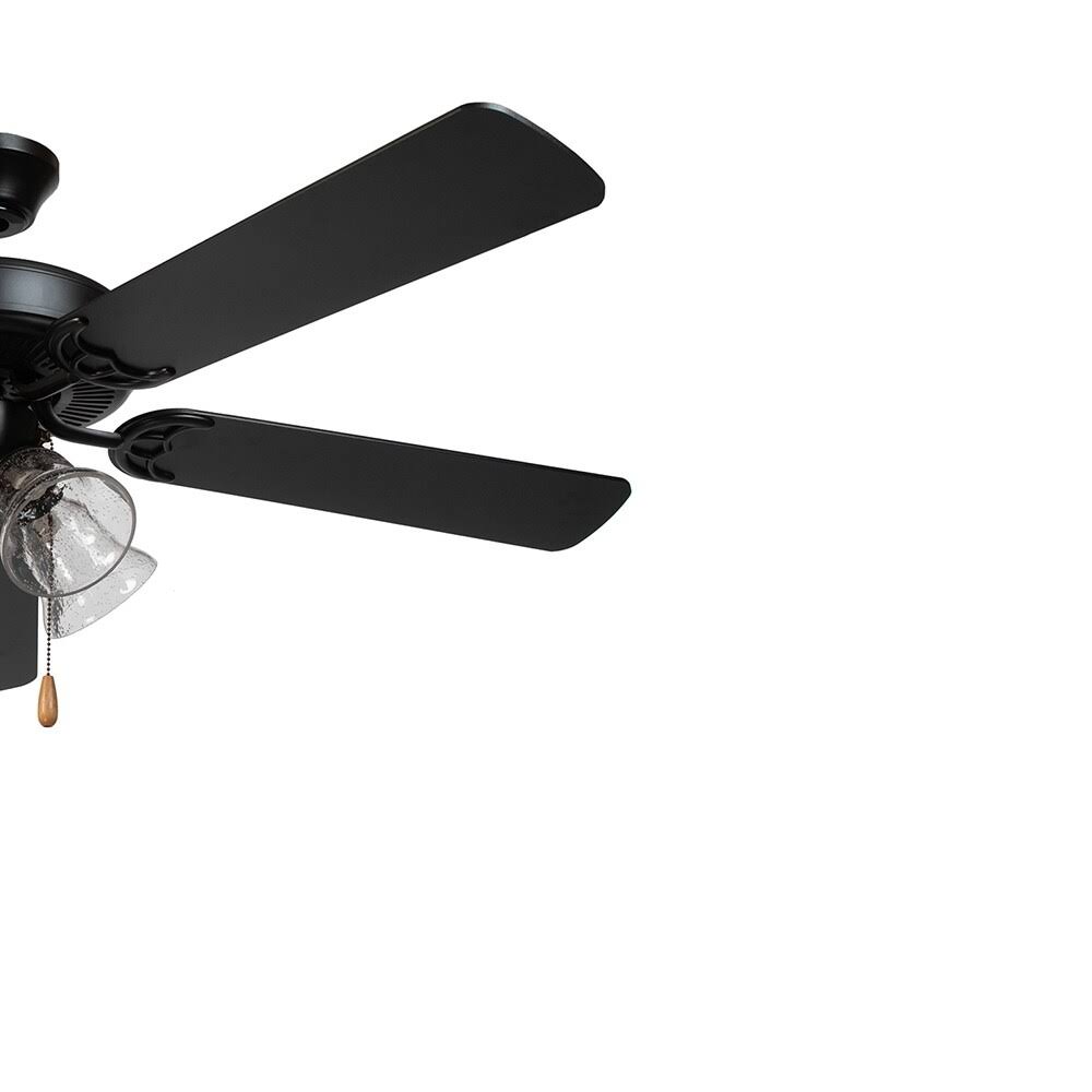 5 Blade Ceiling Fan in Black Finish with Clear Seedy Glass Y450390