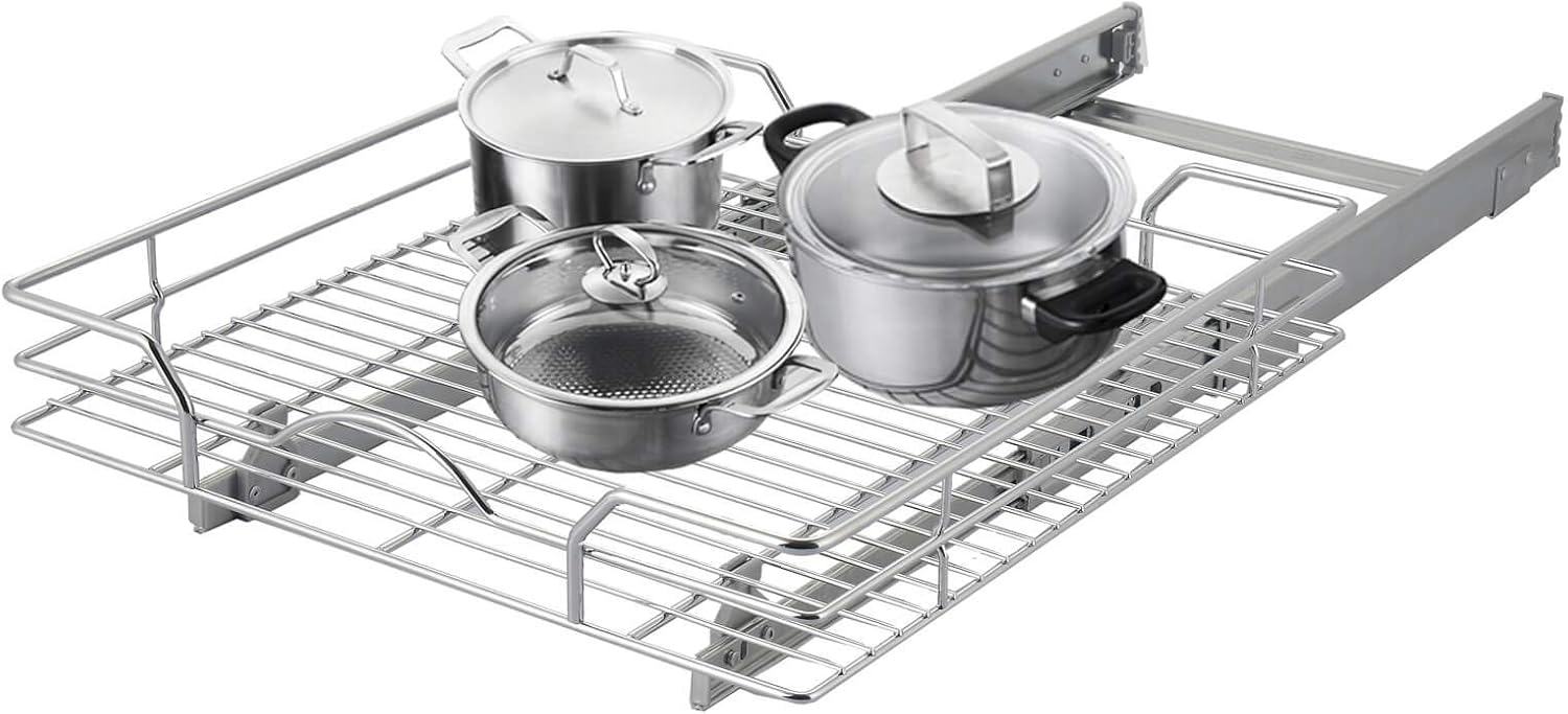 2 Tier Chrome Finish Slide Out Cabinet Organizer K980