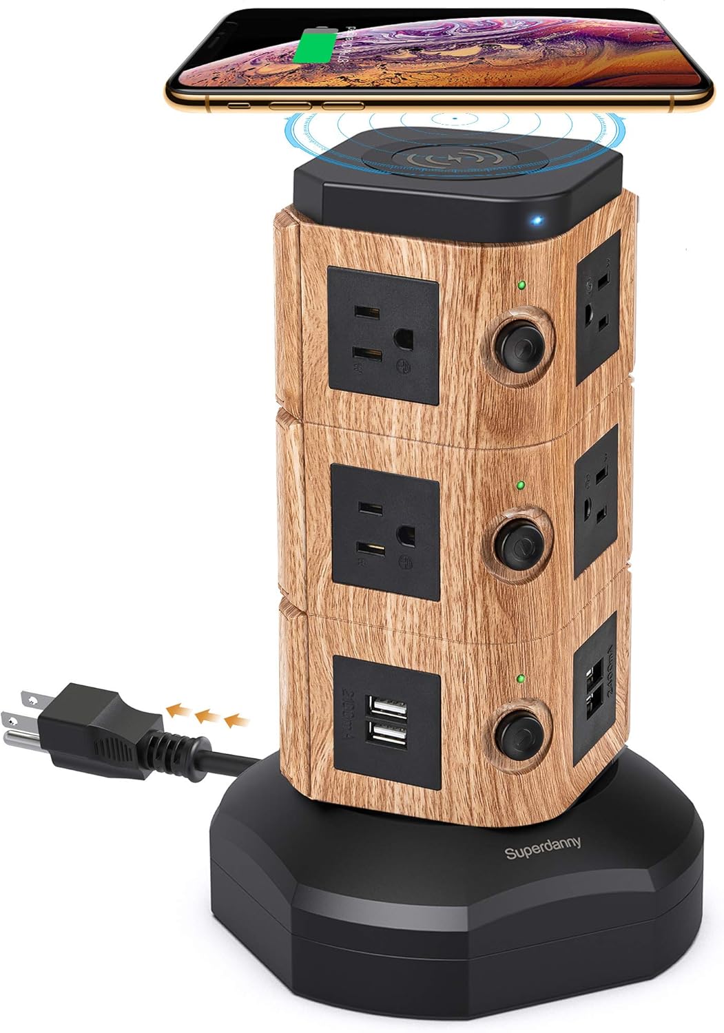 Gold 2 Pc Power Strip Tower with 12 AC Outlets and 6 USB Ports S11580