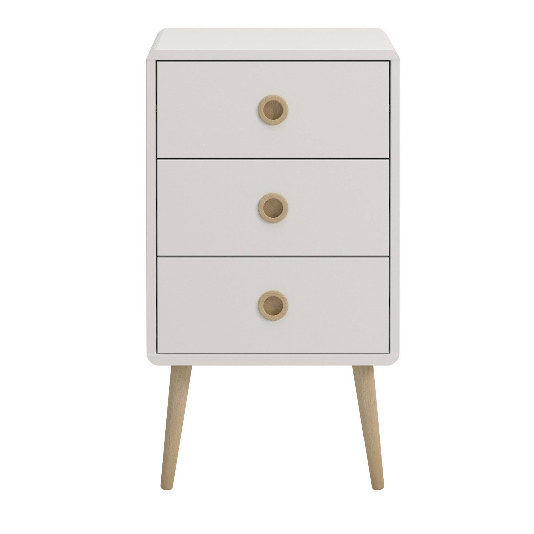 White Oak-finish Wood 3-Drawer Chest H280