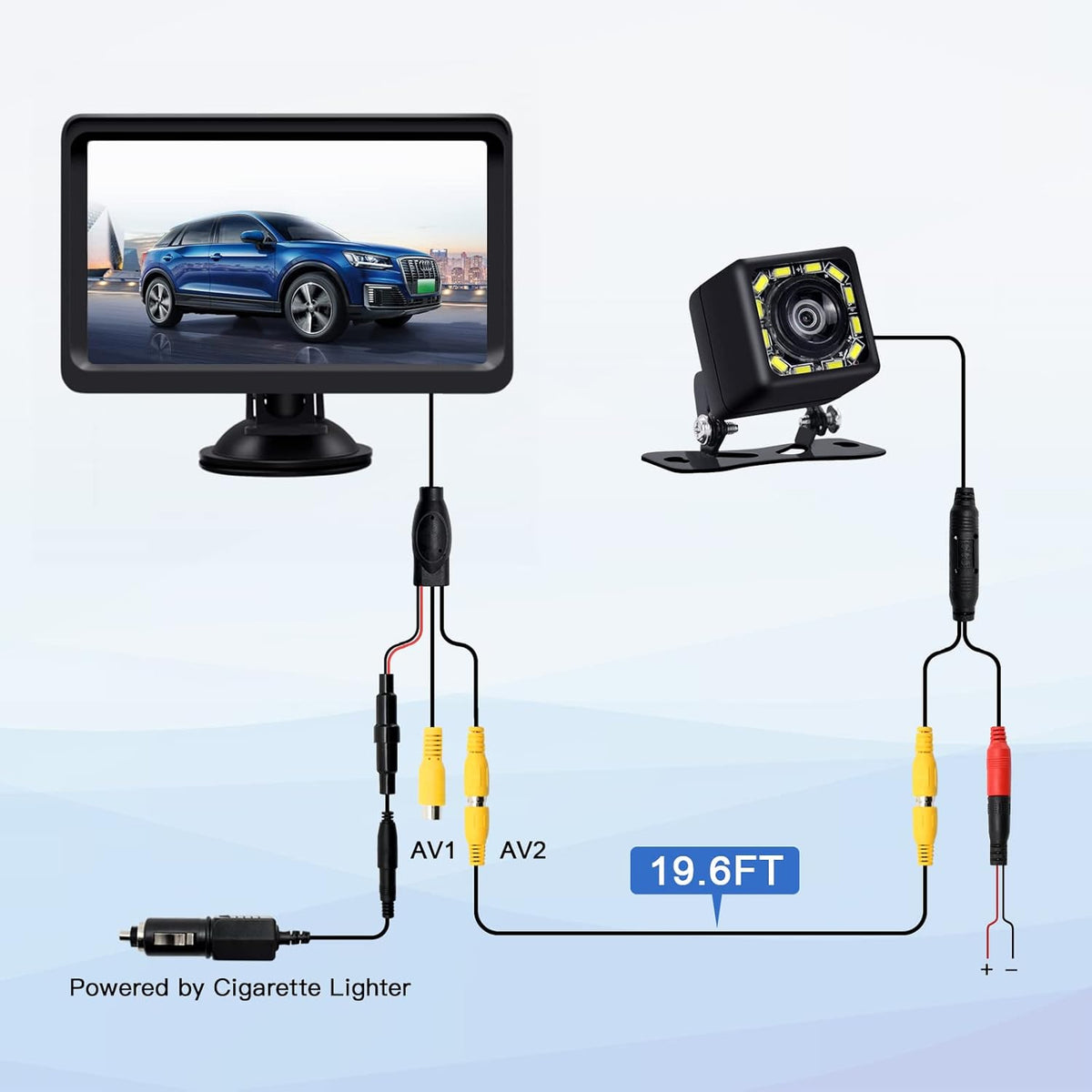 7 Inch Monitor Kit HD 1080P IP69 Waterproof Rear View Camera with 12 LED, Pack of 2 R1301