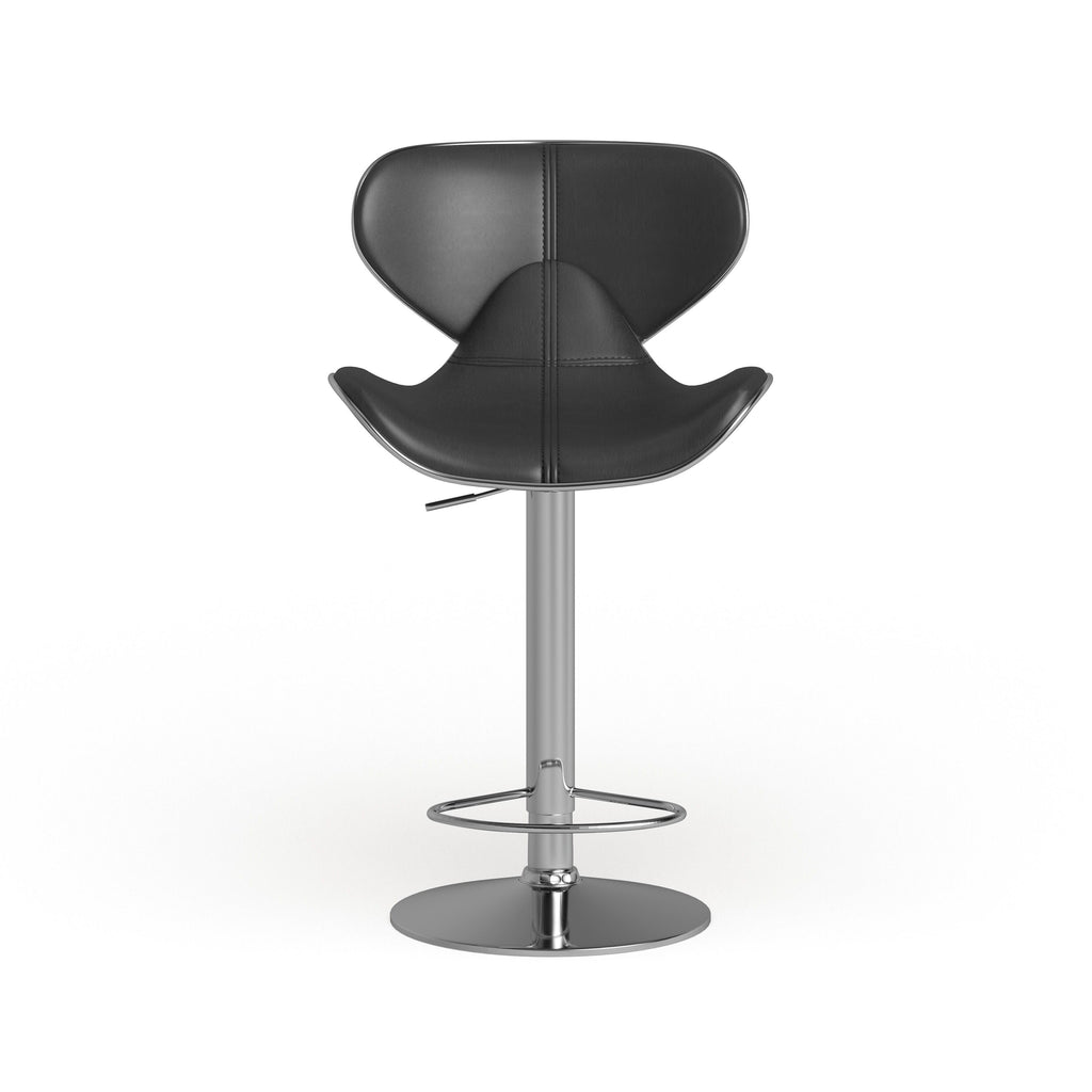 Leatherette Adjustable Swivel Barstool Set of 2 Silver M23156