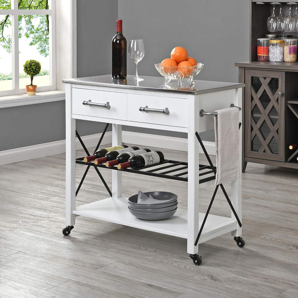 White Farmhouse Kitchen Cart J74255