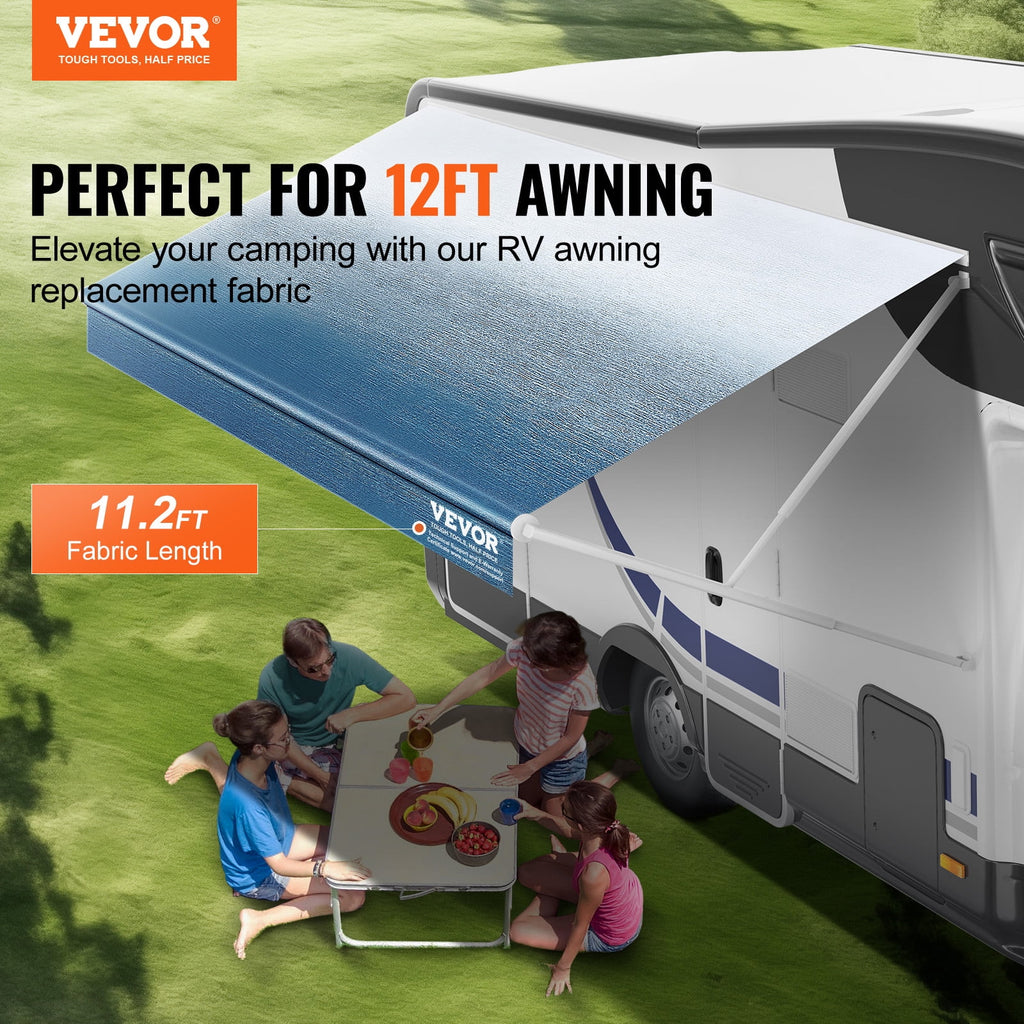 12' RV Awning Fabric Waterproof Replacement 16oz PVC Fabric D2546